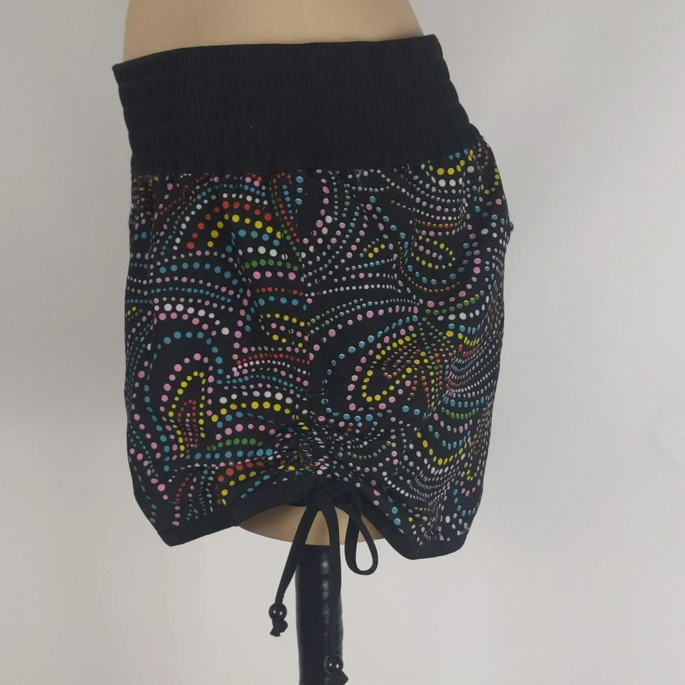 Target Womens Board Shorts Size 8 Black Pink Spot Elastic Waist Ruched Sides NEW - Picture 4 of 9